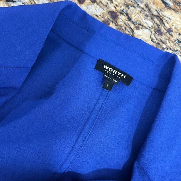 Worth New York Blue Wool Blend Longline Relaxed Fit Blazer Jacket Size L - Picture 6 of 11